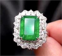 4.76ct Zambian Emerald Ring,18k gold
