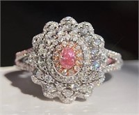 0.1ct Natural Pink Diamond Ring, 18k gold