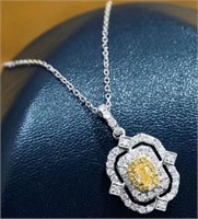 0.45ct Natural Yellow Diamond Necklace, 18k gold