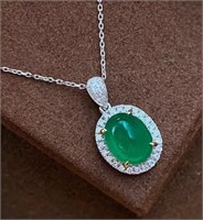 2.52ct Natural Emerald Necklace, 18k gold