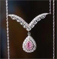 0.14ct Pink Diamond Necklace, 18k gold