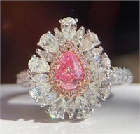 0.5ct Natural Pink Diamond Ring,18k gold