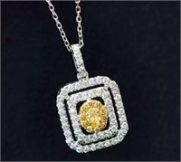 0.53ct Natural Yellow Diamond Necklace, 18k gold