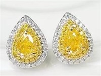 1ct Natural Yellow Diamond Eardrop, 18k gold