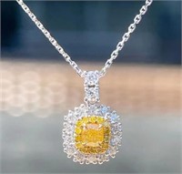 0.15ct Natural Yellow Diamond Necklace, 18k, gold