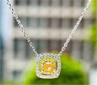 Natural Yellow Diamond Pendant, 18k gold