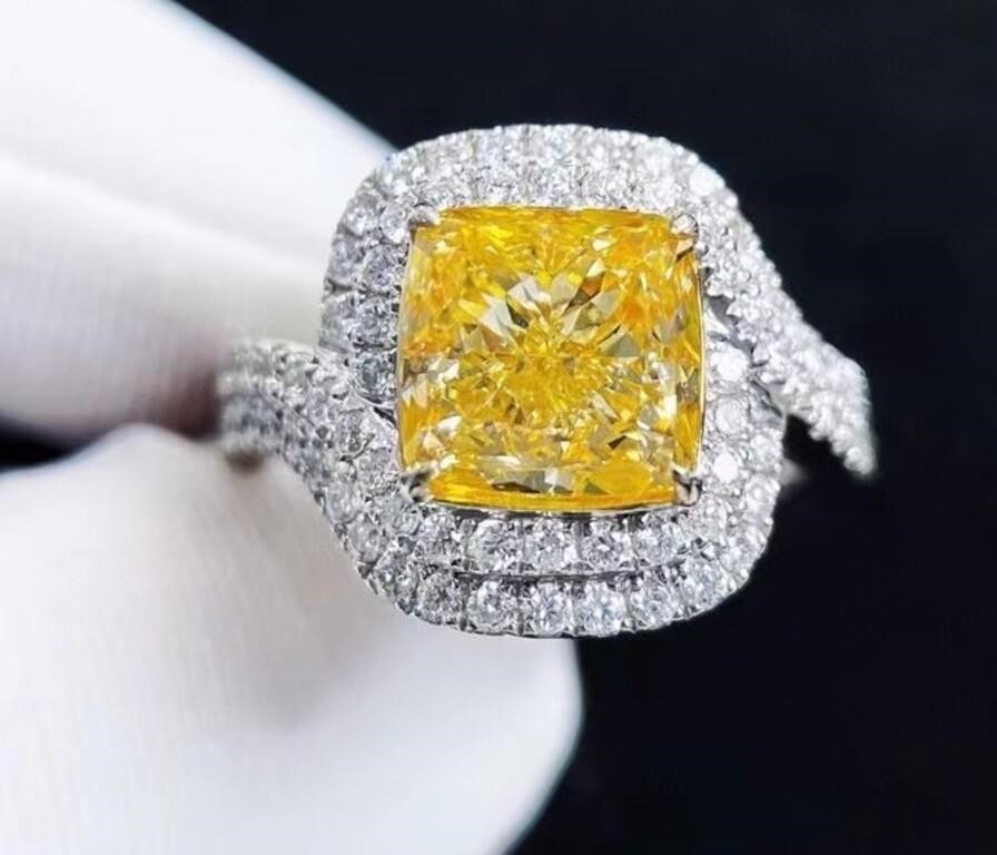 3ct Natural Yellow Diamond Ring, 18k gold