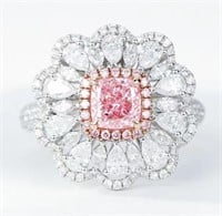 1ct Natural Pink Diamond Ring,18k gold