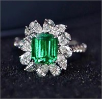2ct Natural Emerald Ring, 18k gold