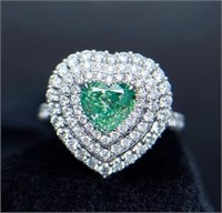 1ct Natural Green Diamond Ring, 18k gold