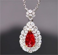 2.03ct  Pigeon Blood Ruby Pendant, 18K gold