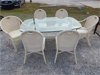 Wicker Table Set with 6 Chairs