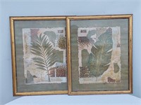 2 Framed Prints: Animal Skin and Leaf Decor