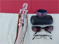 Various Glasses, Belts and 1 Bracelet