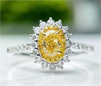 0.5ct Natural Yellow Diamond Ring, 18k gold