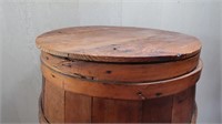 Antique Wooden Flour Barrel w/Lid/Wooden Hoops