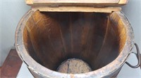 Antique Hinged Lid Barrel w/Handles&Metal Hoops