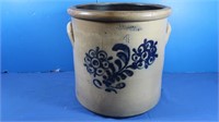 Antique Ornately Decorated Blue/Gray Crock-4 Gal.