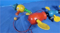 Vintage Fisher Price Momma Duck Pull Toys&Clown on