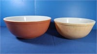 Vintage Pyrex Bowls-Pink(9"),Brown(10 1/2")
