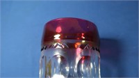 8 Thumbprint Glasses w/Ruby Accent-5 1/2"H