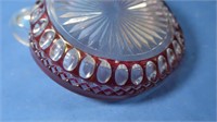 Vintage Ruby Red&Clear Glass Heart Candy Dish