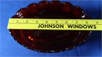 Vintage Ruby Coin Glass Serving Bowl-6x9x3"