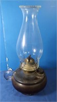 Vintage Glass Oil Lamp w/Metal Wall Mount-7"Mtx14"