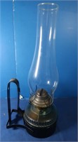 Vintage Glass Oil Lamp w/Metal Wall Hoop