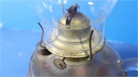 Vintage Glass Oil Lamp w/Metal Wall Mount-7"Mtx14"
