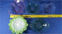 Green,Pink,Blue,Deprssion Glass Bowls-incl Uranium