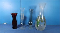 4 Glass Flower Vases
