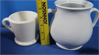 White Granite Pottery Cup w/Lid&Chase&