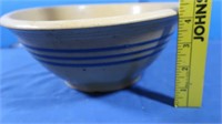 Antique Yelloware Bowl w/Blue Stripe-4 1/2x10"