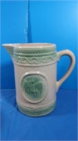 Antique Embossed Pitcher w/Handle--9"H