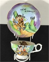 NOVELTY 'HILL BILLIES' TEACUP & SAUCER JAPAN