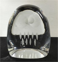 GLASS OWL PAPERWEIGHT