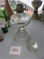 VINTAGE OIL LAMP NO CHOMMNEY AND CRYSTAL GLOBE