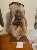 COYOTE FUR AND LEATHER INDIAN FIGURINE