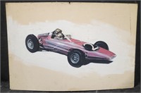 Vintage Indy Car Original Artwork Drawing