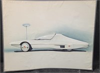 Futuristic Concept Car Original J. Palmer Drawing