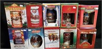 10 ct. Budweiser Holiday Steins in Original Boxes