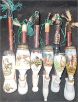 Group of 6 Antique Porcelain Smoking Pipes