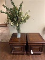 2 End Tables & Flower Arrangement