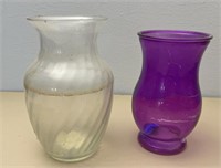 Small purple vase and clear vase