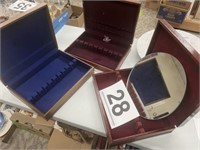 3 wooden boxes for silverware/serving pcs and