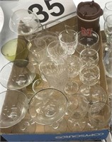 Assorted glass pcs - wine glasses, vases,