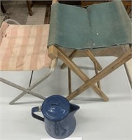Camping stools and coffee pot - no inserts