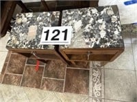 2 marble topped end tables 27h x 15w ea