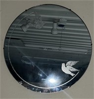 Round mirror w/ eached birds